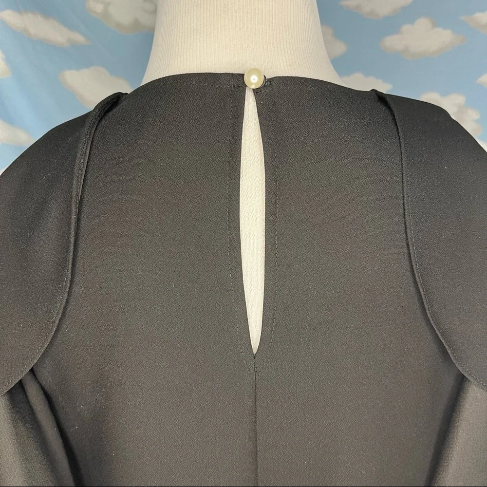 Kate Spade Cold Shoulder Ruffled Sleeveless Shift Dress Black‎ Small Y2K Prep